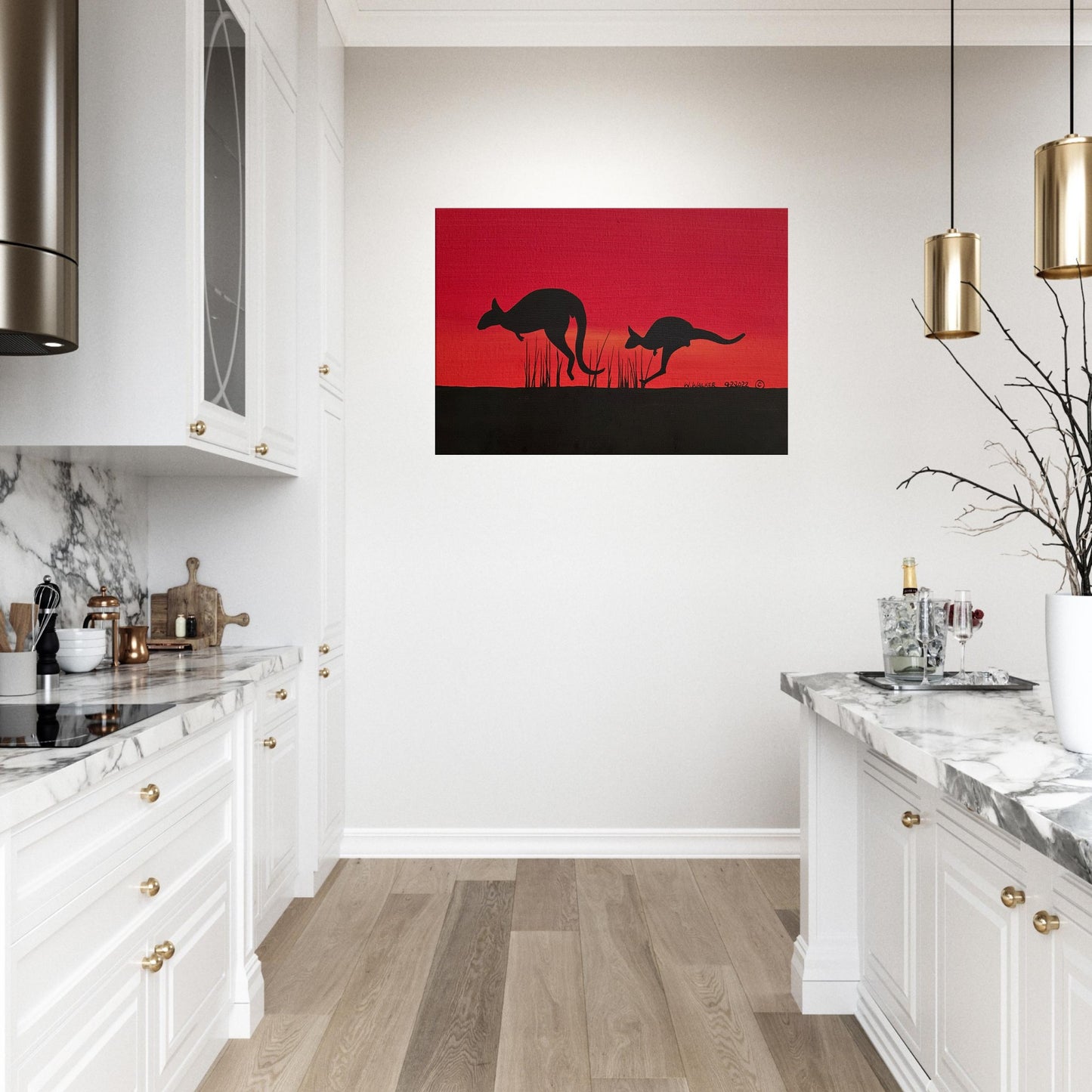 Mother Gooramun (Kangaroo) Leading the Way by First Nations Tribal Artist William Walker - Canvas Print