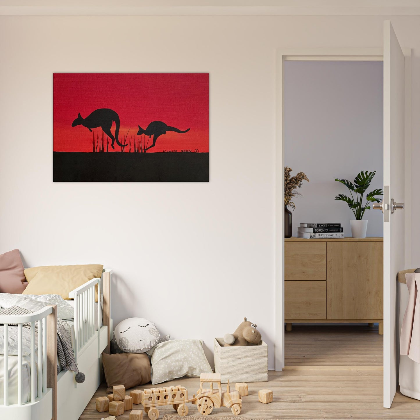 Mother Gooramun (Kangaroo) Leading the Way by First Nations Tribal Artist William Walker - Canvas Print