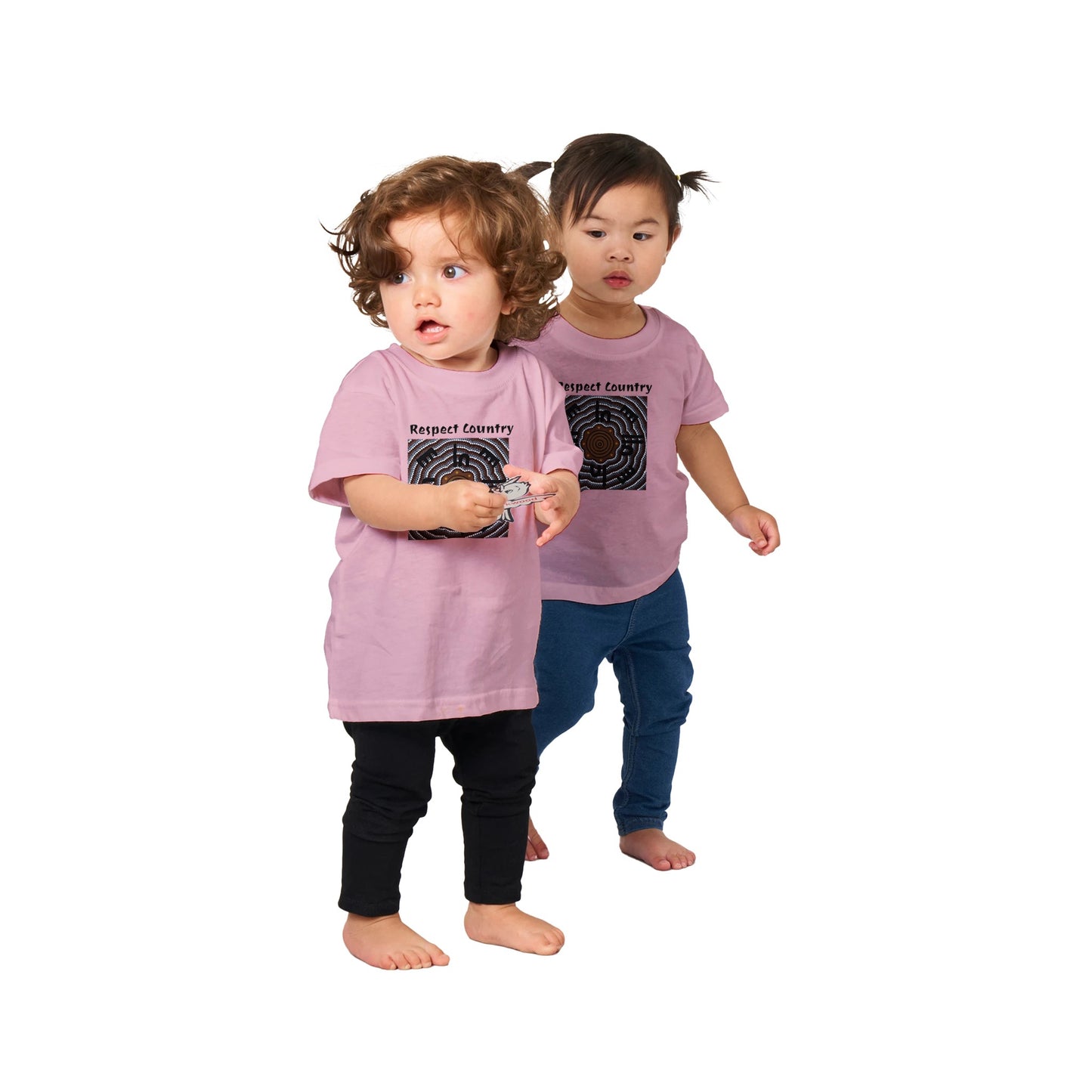 Baby Crewneck T-shirt 'Respect Country' Tribal Design for the Jarjums (kids)