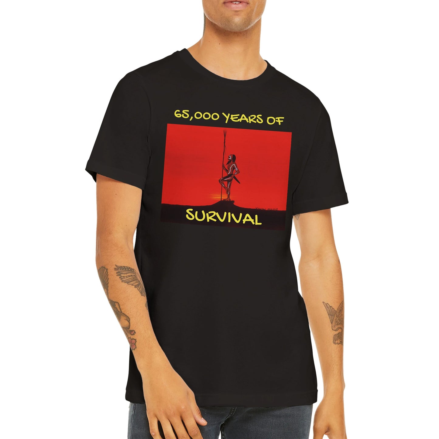 65,000 Years of Survival' Premium Unisex Crewneck T-shirt
