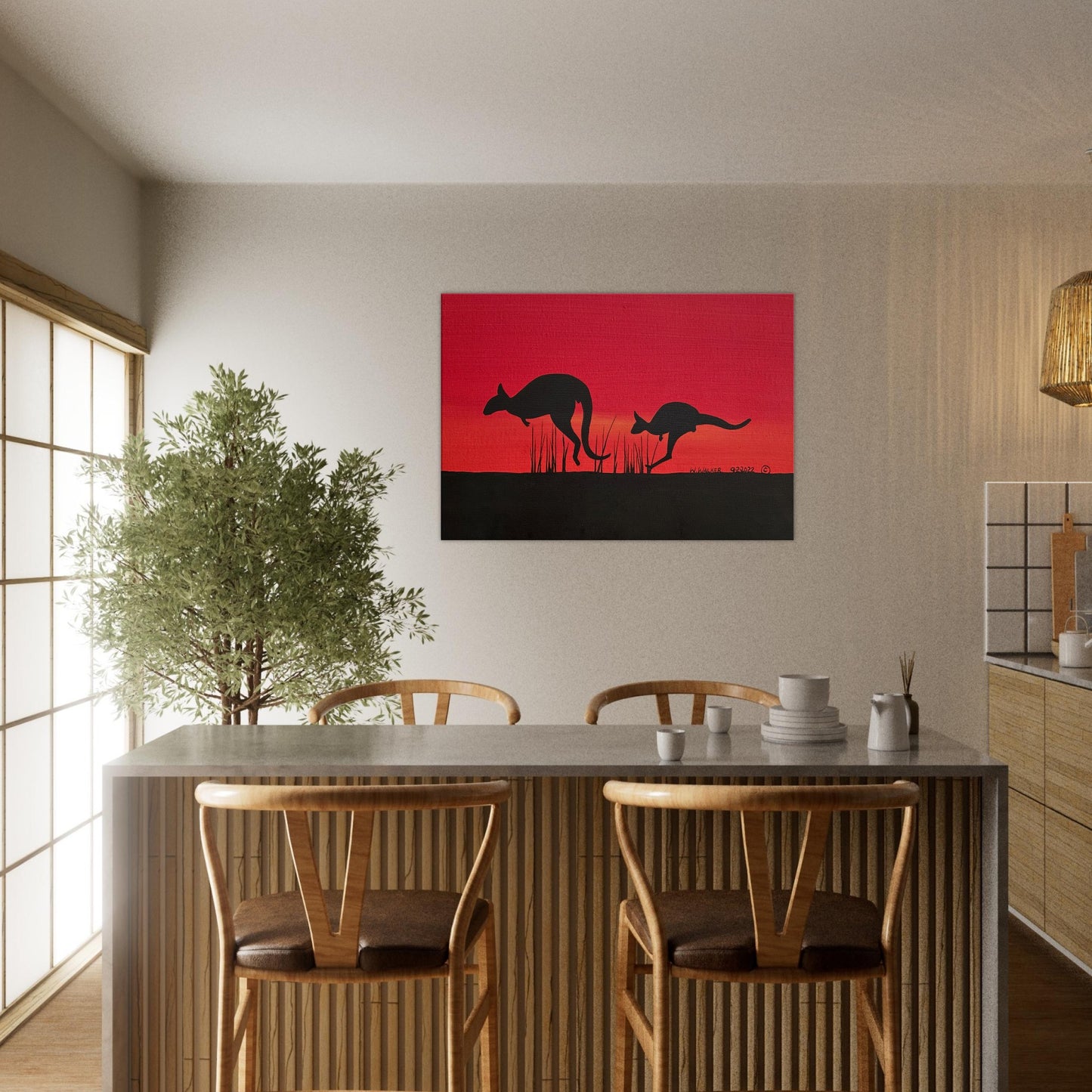 Mother Gooramun (Kangaroo) Leading the Way by First Nations Tribal Artist William Walker - Canvas Print