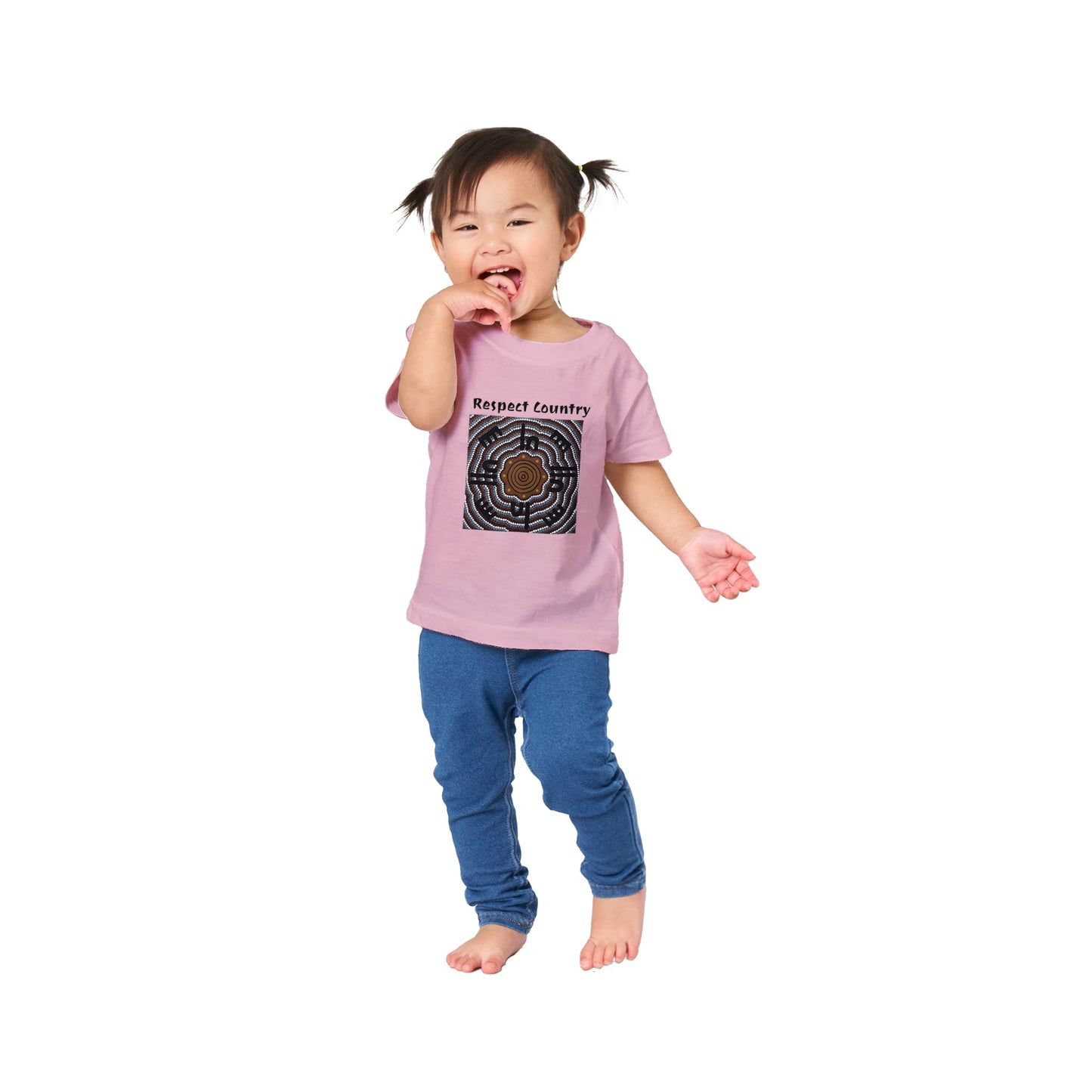 Baby Crewneck T-shirt 'Respect Country' Tribal Design for the Jarjums (kids)