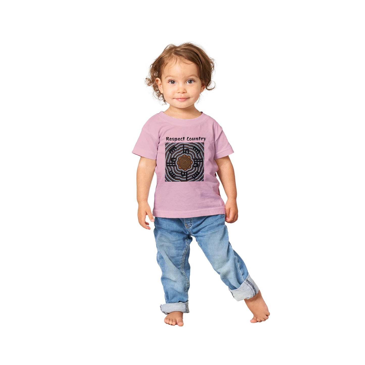 Baby Crewneck T-shirt  'Respect Country' Tribal Design for the Jarjums (kids)