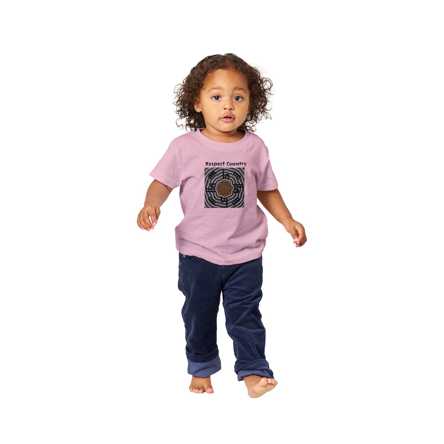 Baby Crewneck T-shirt  'Respect Country' Tribal Design for the Jarjums (kids)