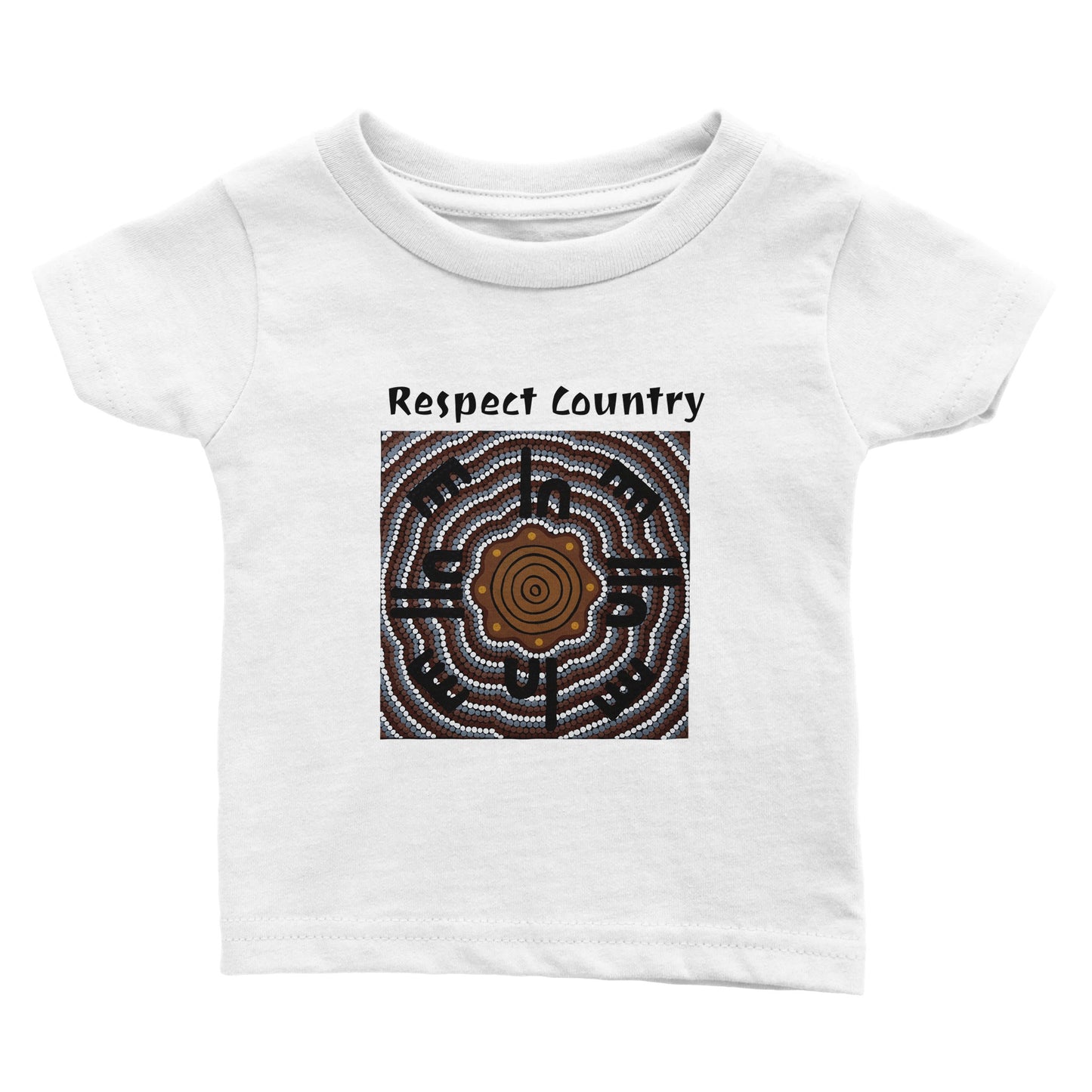 Baby Crewneck T-shirt  'Respect Country' Tribal Design for the Jarjums (kids)